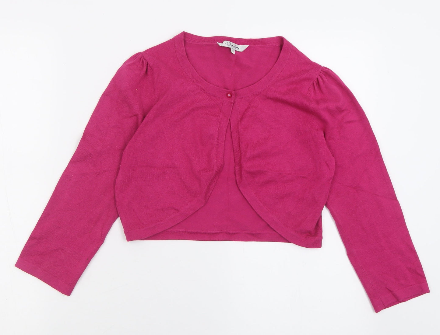 J.Taylor Womens Pink Crew Neck  Cotton Cardigan Jumper Size 10