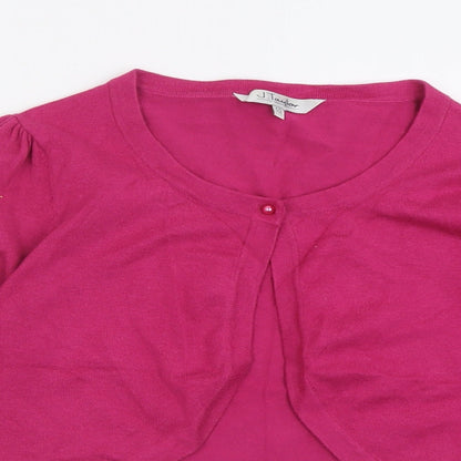 J.Taylor Womens Pink Crew Neck  Cotton Cardigan Jumper Size 10