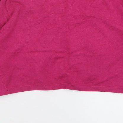 J.Taylor Womens Pink Crew Neck  Cotton Cardigan Jumper Size 10