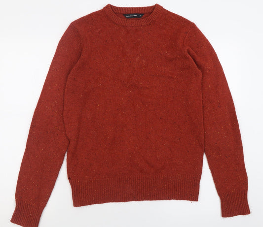 Cedar Wood State Mens Orange Crew Neck  Acrylic Pullover Jumper Size S   - Flecked