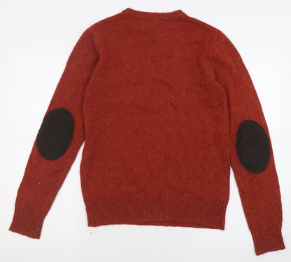Cedar Wood State Mens Orange Crew Neck  Acrylic Pullover Jumper Size S   - Flecked