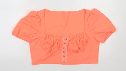SheIn Womens Orange  Polyester Cropped Blouse Size XL Sweetheart