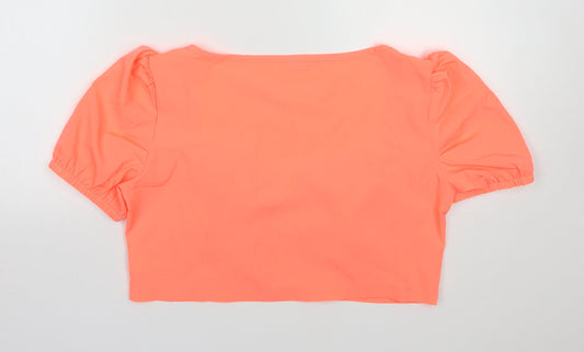SheIn Womens Orange  Polyester Cropped Blouse Size XL Sweetheart