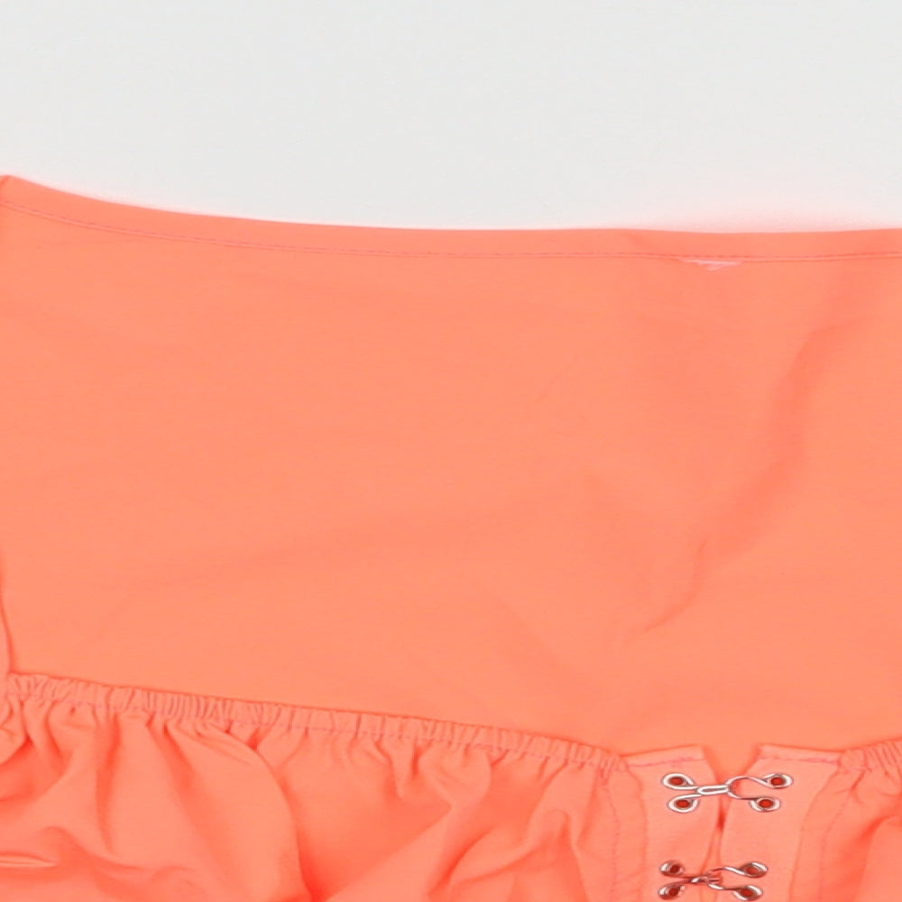 SheIn Womens Orange  Polyester Cropped Blouse Size XL Sweetheart