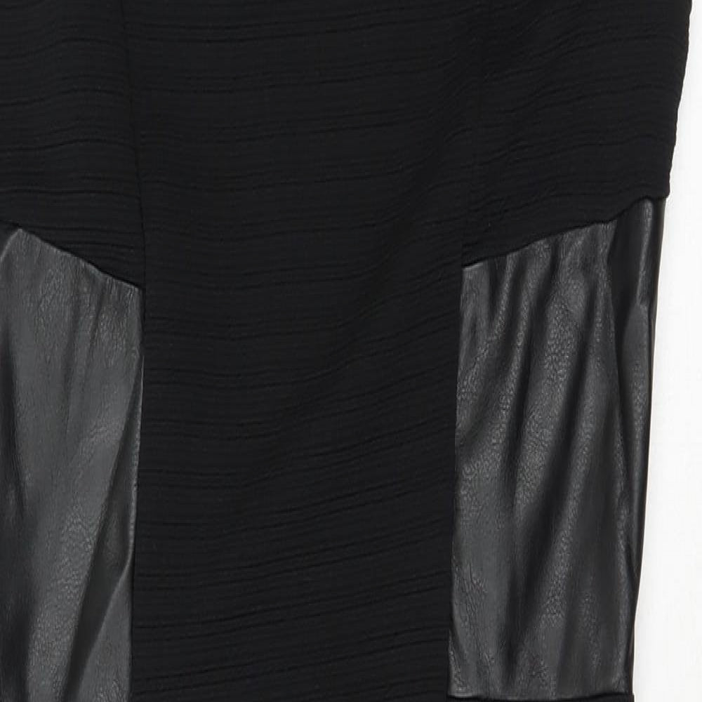 Miss Selfridge Womens Black  Polyester Pencil Dress  Size 10  Round Neck Zip