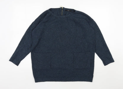 George Womens Blue Scoop Neck  Acrylic Pullover Jumper Size 14