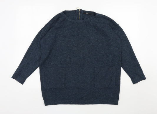 George Womens Blue Scoop Neck  Acrylic Pullover Jumper Size 14