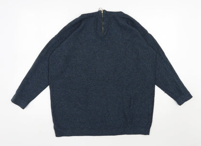 George Womens Blue Scoop Neck  Acrylic Pullover Jumper Size 14