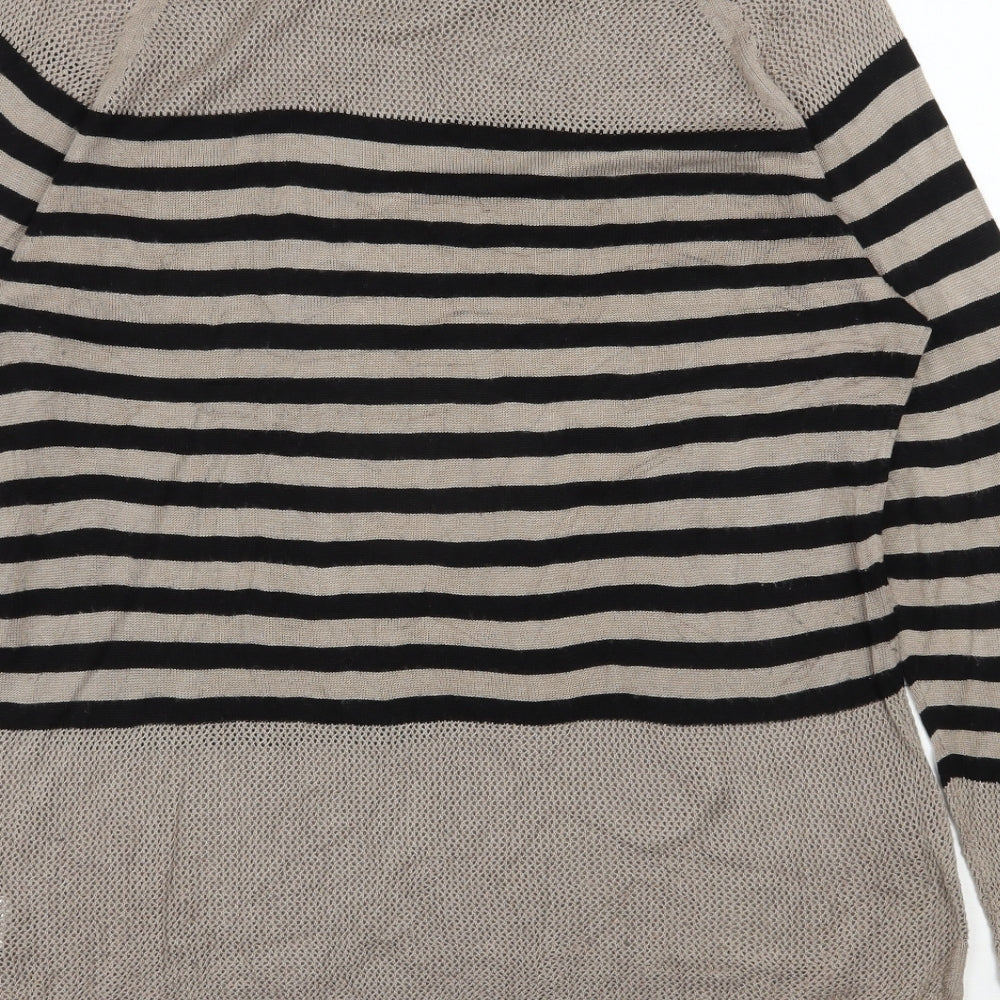 525 america Womens Brown Round Neck Striped Viscose Pullover Jumper Size 14