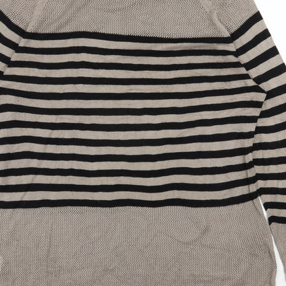525 america Womens Brown Round Neck Striped Viscose Pullover Jumper Size 14