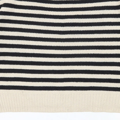 H&M Womens Beige Scoop Neck Striped Acrylic Pullover Jumper Size 10