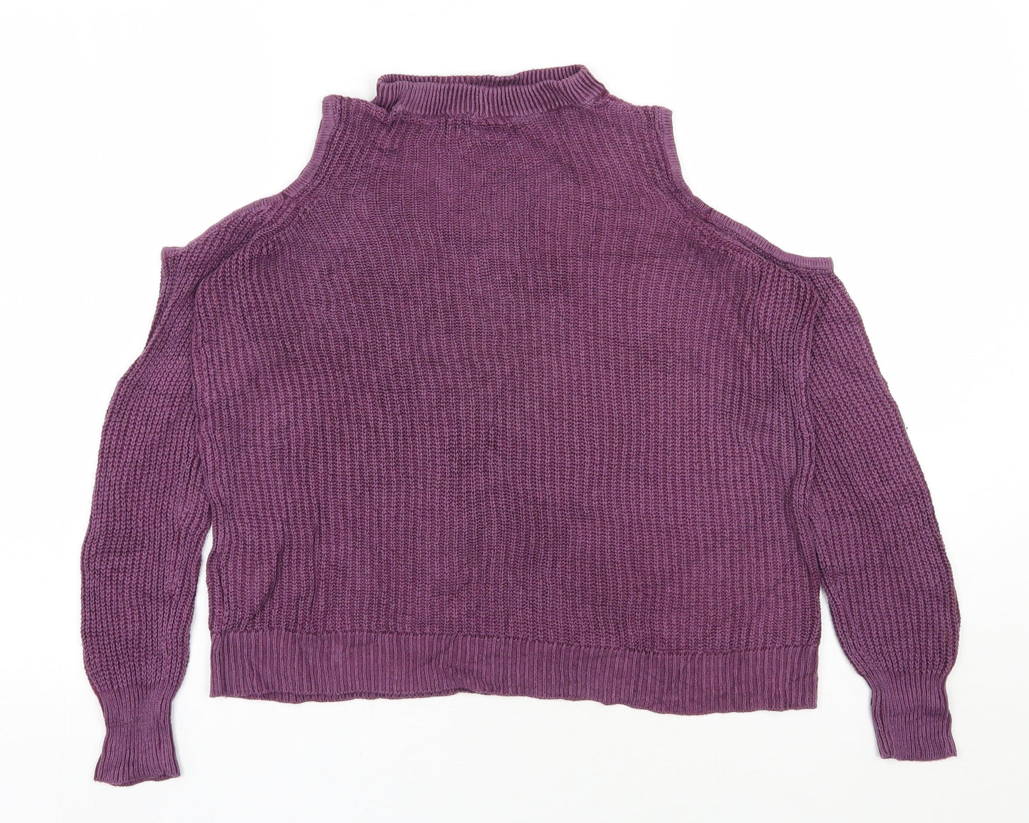American Eagle Outfitters Womens Purple V-Neck  Nylon Pullover Jumper Size S   - Cold shoulder