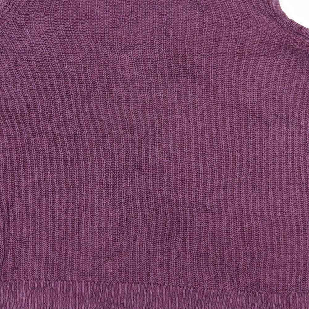 American Eagle Outfitters Womens Purple V-Neck  Nylon Pullover Jumper Size S   - Cold shoulder