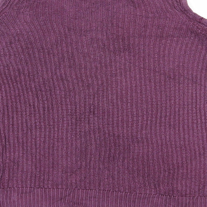 American Eagle Outfitters Womens Purple V-Neck  Nylon Pullover Jumper Size S   - Cold shoulder