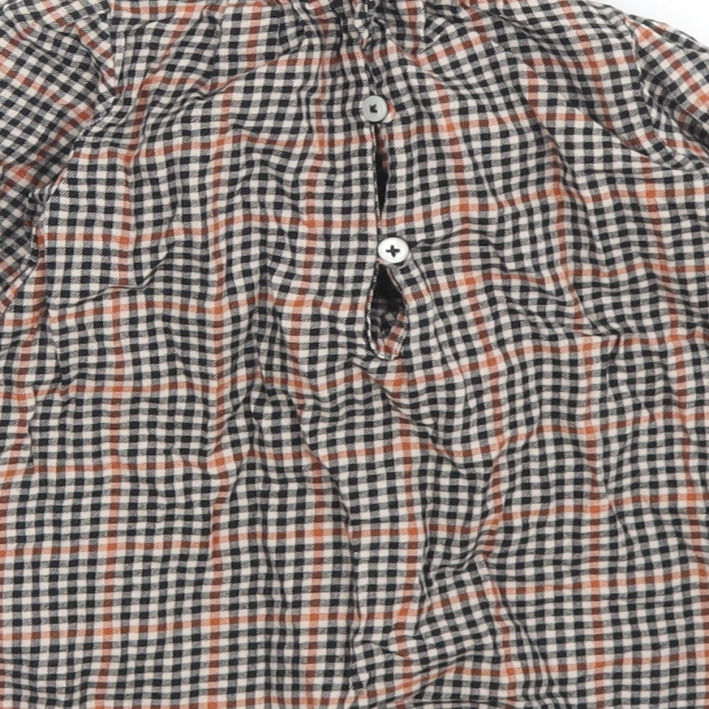 NEXT Girls Brown Check Cotton A-Line  Size 6-9 Months  Collared Button