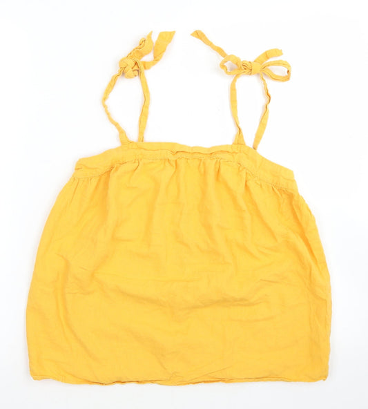 F&F Womens Yellow  Linen Camisole Blouse Size 8 Round Neck