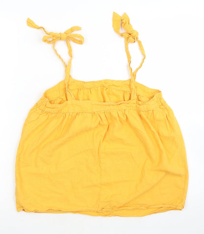 F&F Womens Yellow  Linen Camisole Blouse Size 8 Round Neck