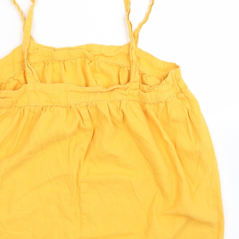 F&F Womens Yellow  Linen Camisole Blouse Size 8 Round Neck