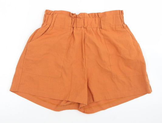 SheIn Womens Brown  Polyester Paperbag Shorts Size L L3 in Regular