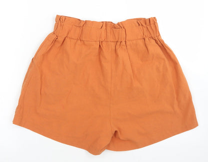 SheIn Womens Brown  Polyester Paperbag Shorts Size L L3 in Regular