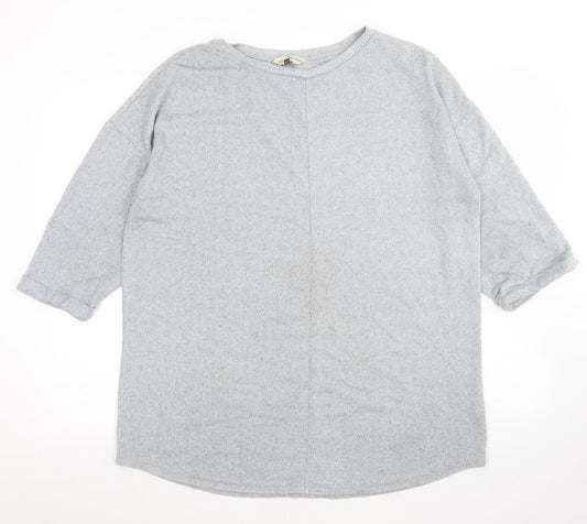 F&F Womens Grey  Polyester Basic T-Shirt Size 18 Round Neck