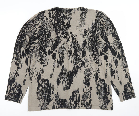 First Avenue Womens Grey Round Neck Animal Print Viscose Pullover Jumper Size M