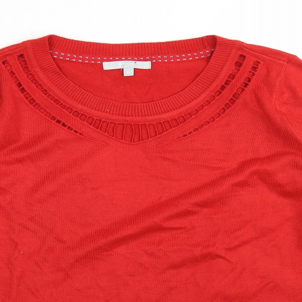 Per Una Womens Red Round Neck  Acrylic Pullover Jumper Size 12