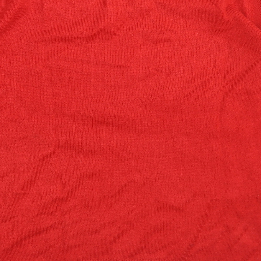 Per Una Womens Red Round Neck  Acrylic Pullover Jumper Size 12
