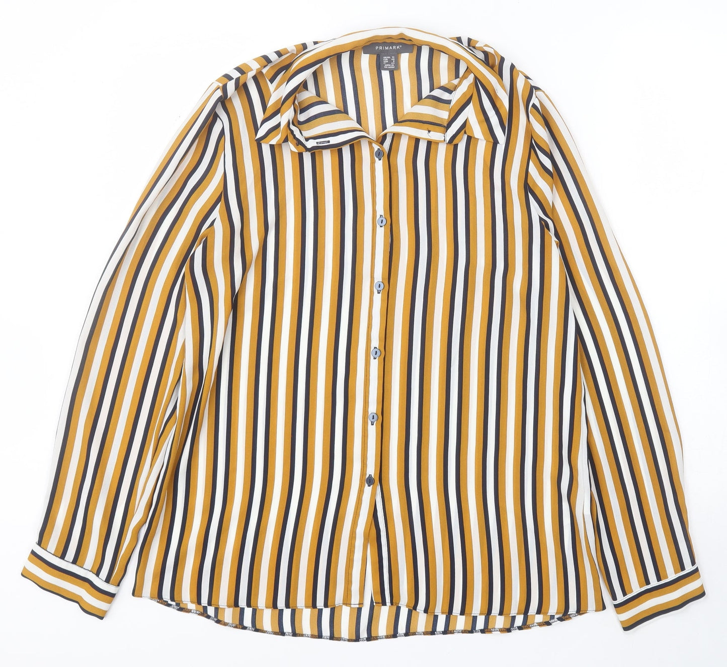 Primark Womens Multicoloured Striped Polyester Basic Button-Up Size 12 Collared