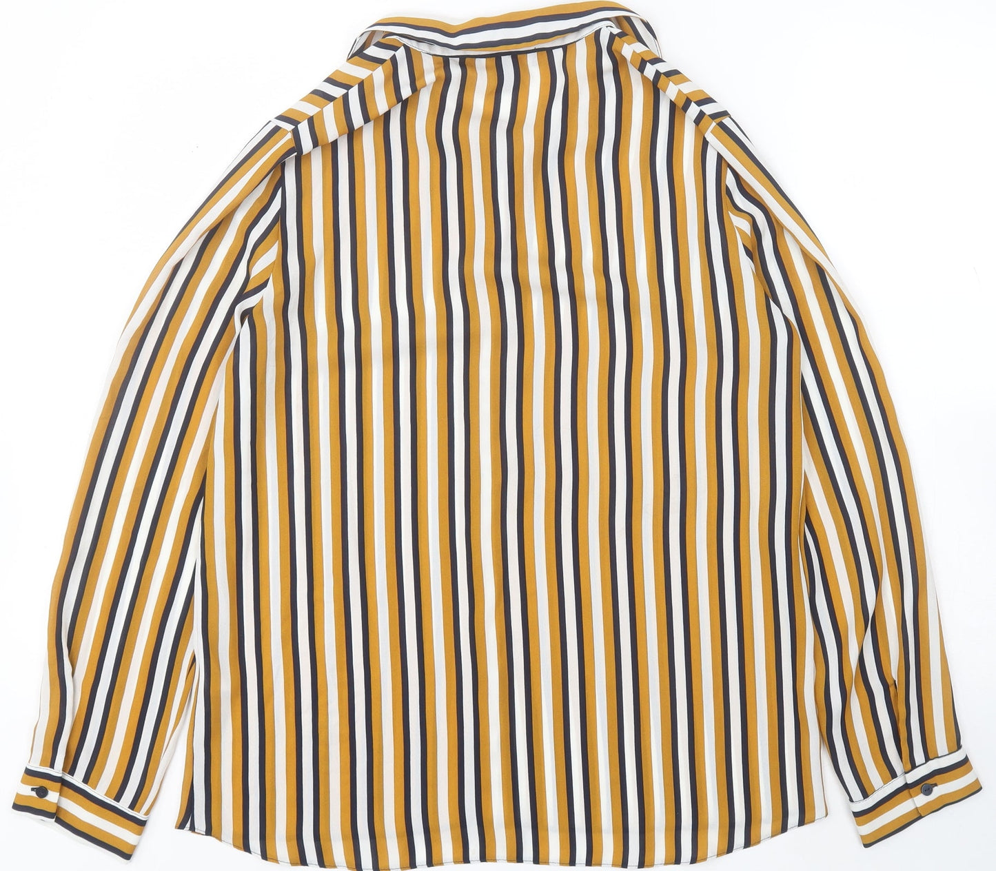 Primark Womens Multicoloured Striped Polyester Basic Button-Up Size 12 Collared