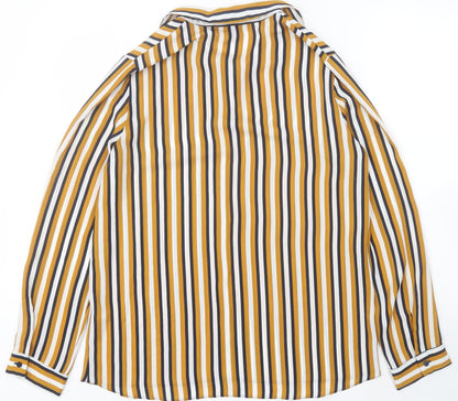 Primark Womens Multicoloured Striped Polyester Basic Button-Up Size 12 Collared