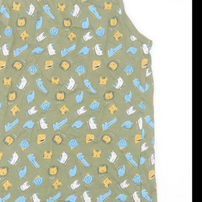 Brand and care label for George boys’ green 100% cotton basic tank, size 9-10, years round neck pullover - animals