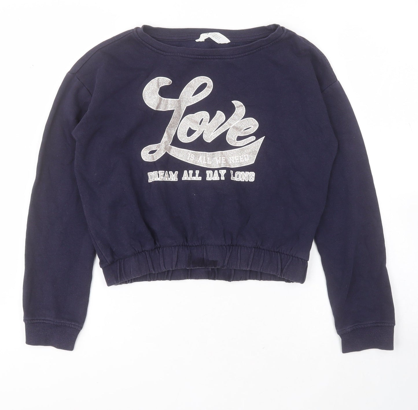 H&M Girls Blue  Cotton Pullover Sweatshirt Size 11-12 Years  Pullover