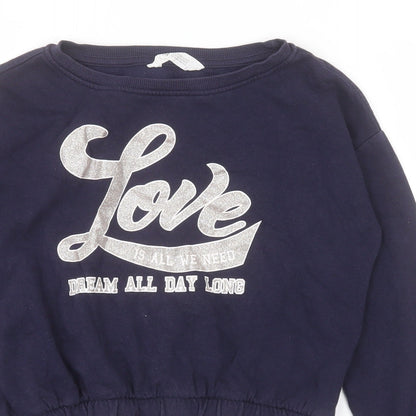 H&M Girls Blue  Cotton Pullover Sweatshirt Size 11-12 Years  Pullover