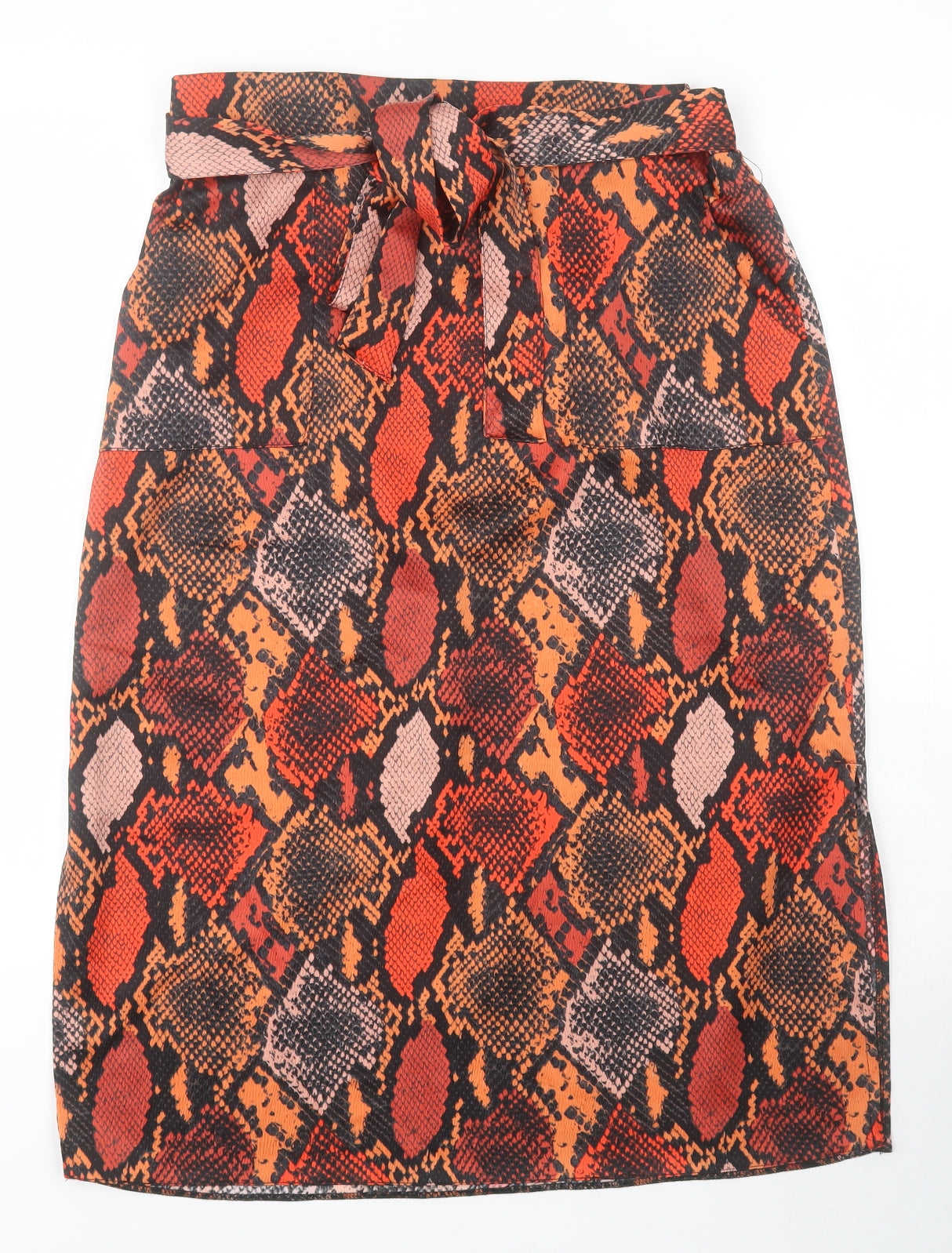 Dorothy Perkins Womens Orange Animal Print Polyester A-Line Skirt Size 10   Tie