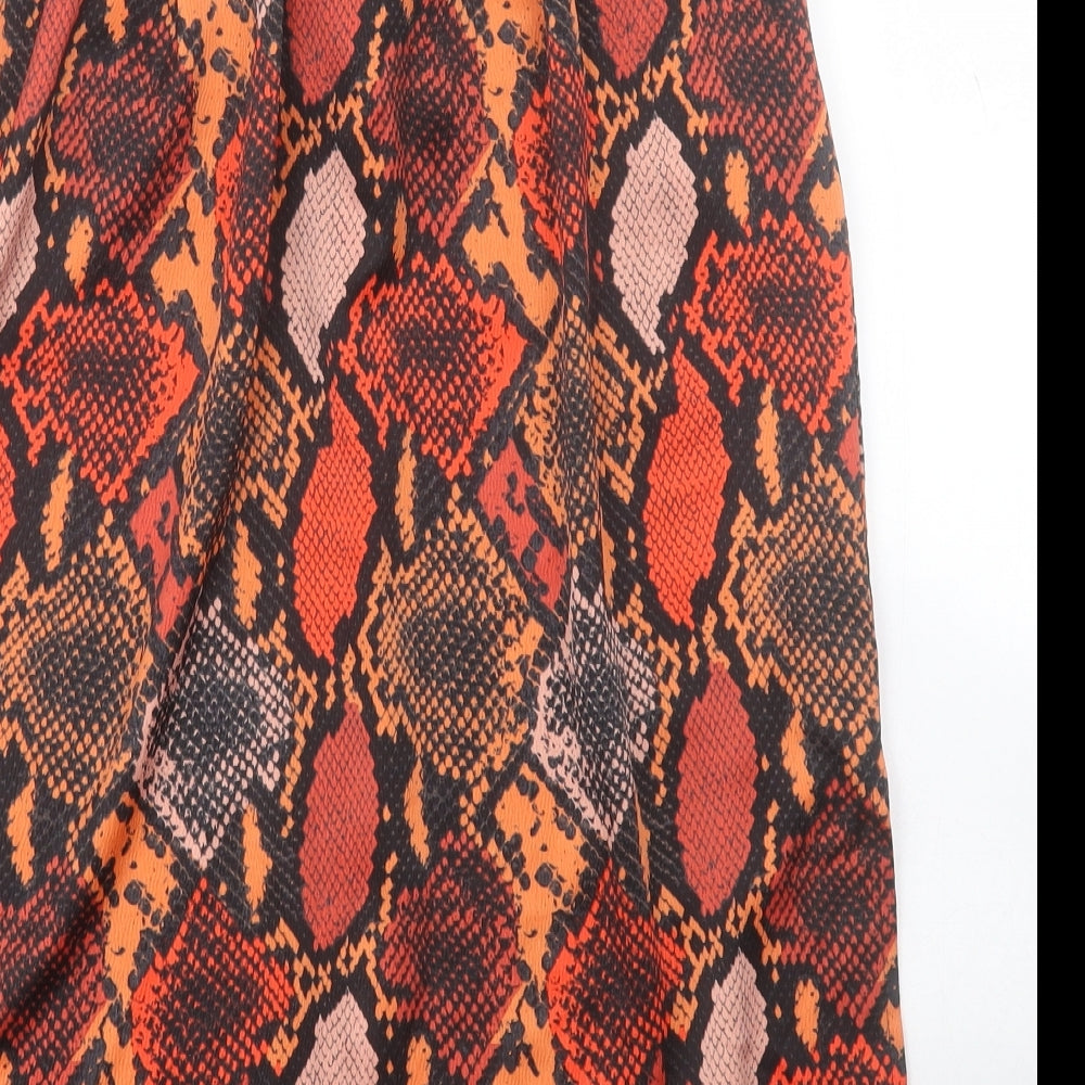Dorothy Perkins Womens Orange Animal Print Polyester A-Line Skirt Size 10   Tie
