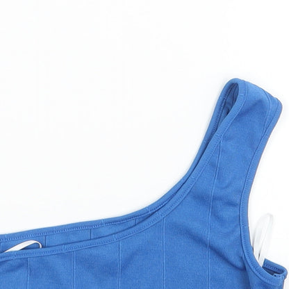 SheIn Womens Blue  Polyester Cropped T-Shirt Size S Off the Shoulder - Band Tee