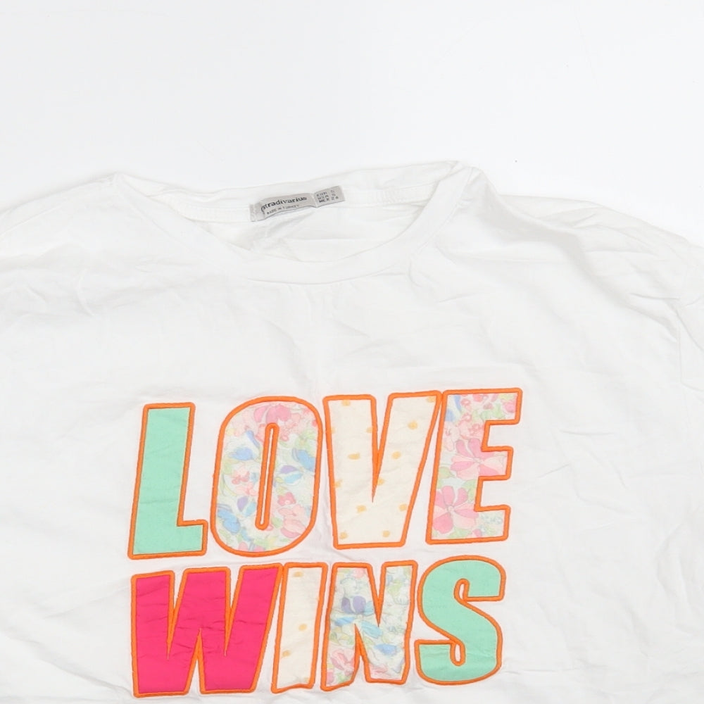 Womens UK Size S Stradivarius White Basic T-Shirt