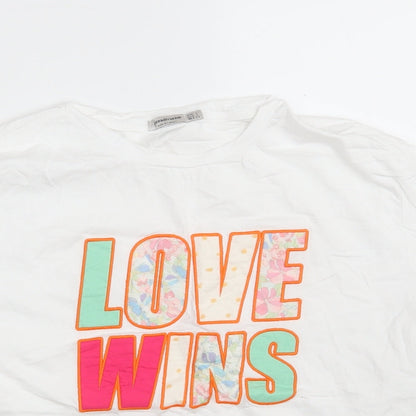 Womens UK Size S Stradivarius White Basic T-Shirt