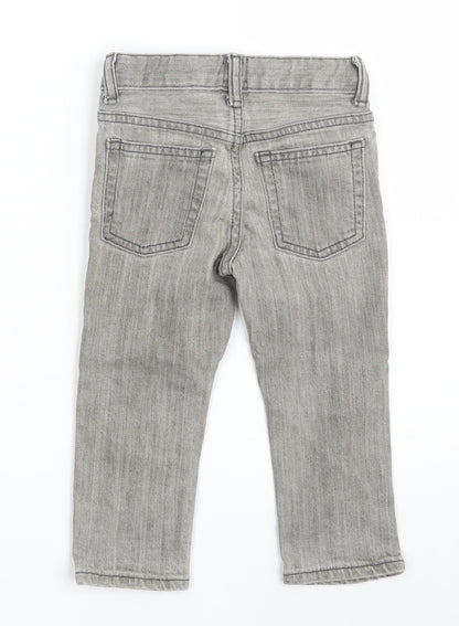 Gap Boys Grey  Cotton Cropped Jeans Size 24 Months  Zip - Distressed