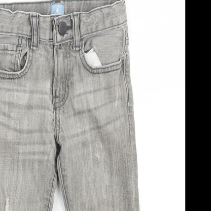 Gap Boys Grey  Cotton Cropped Jeans Size 24 Months  Zip - Distressed