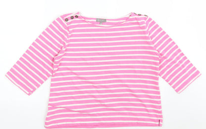 FIRST AVENUE Womens Pink Striped 100% Cotton Pullover Sweatshirt Size M  Button - Cropped