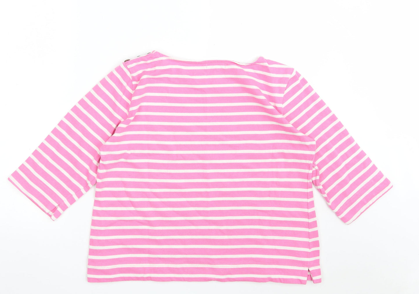 FIRST AVENUE Womens Pink Striped 100% Cotton Pullover Sweatshirt Size M  Button - Cropped