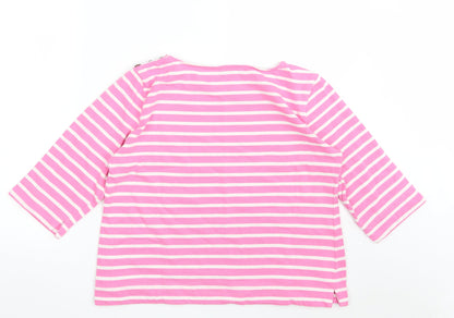 FIRST AVENUE Womens Pink Striped 100% Cotton Pullover Sweatshirt Size M  Button - Cropped