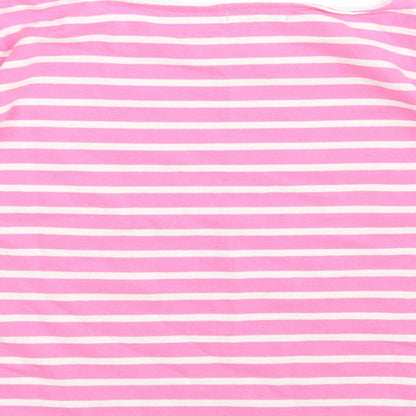 FIRST AVENUE Womens Pink Striped 100% Cotton Pullover Sweatshirt Size M  Button - Cropped