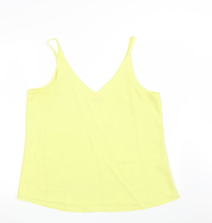 F&F Womens Yellow  Polyester Basic Blouse Size 14 V-Neck