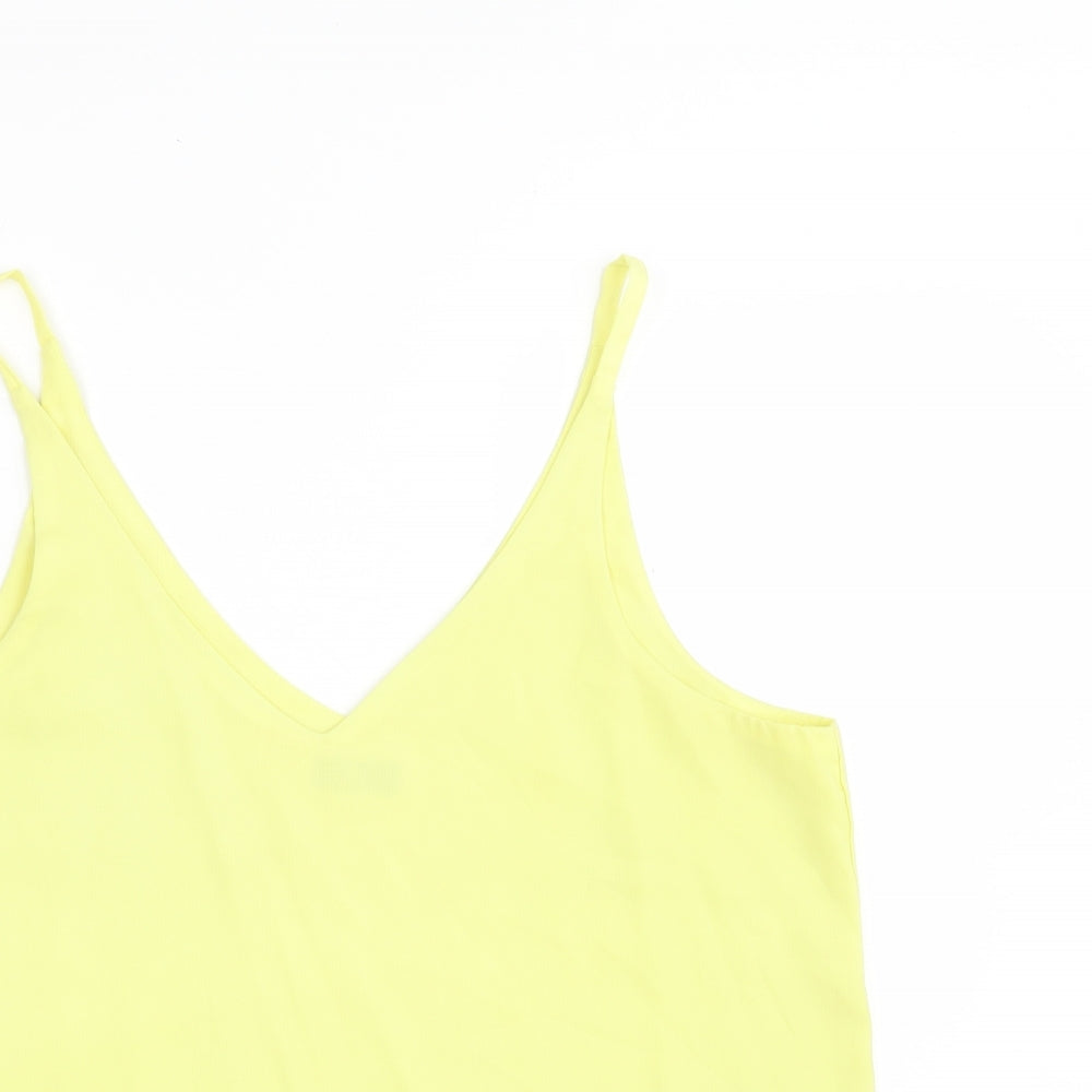 F&F Womens Yellow  Polyester Basic Blouse Size 14 V-Neck