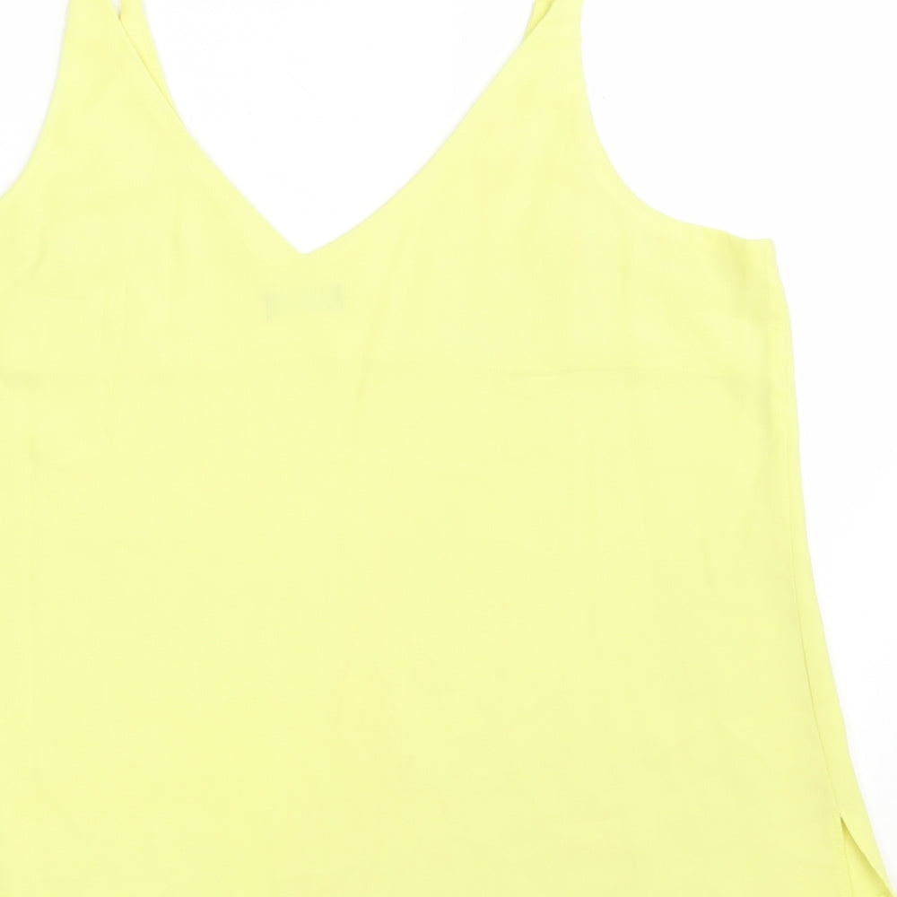 F&F Womens Yellow  Polyester Basic Blouse Size 14 V-Neck