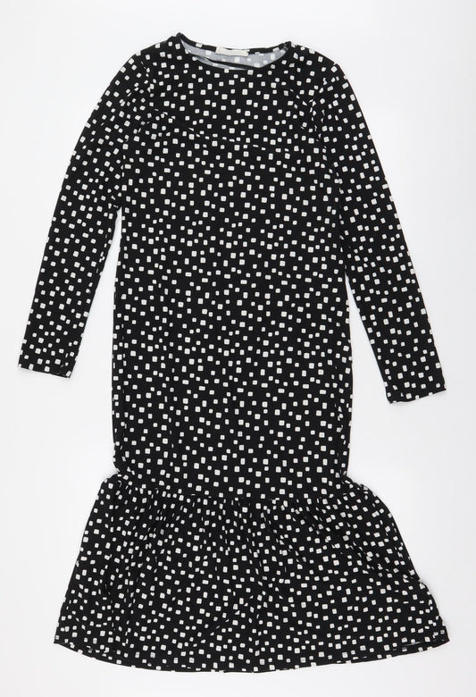Primark Womens Black Polka Dot Polyester Mermaid  Size 4  Round Neck Pullover