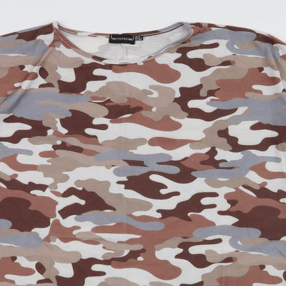 PRETTYLITTLETHING Womens Multicoloured Camouflage Polyester T-Shirt Dress  Size 8  Round Neck Pullover